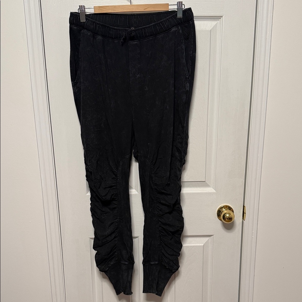 Free People Black Ruched Jogger Pants